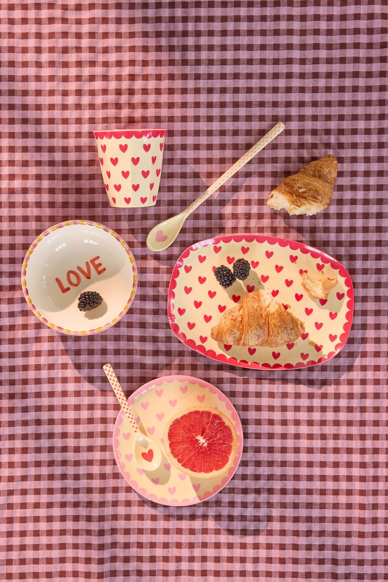 TALLERKEN With Favorite Hearts Print -  Dark Pink - Small