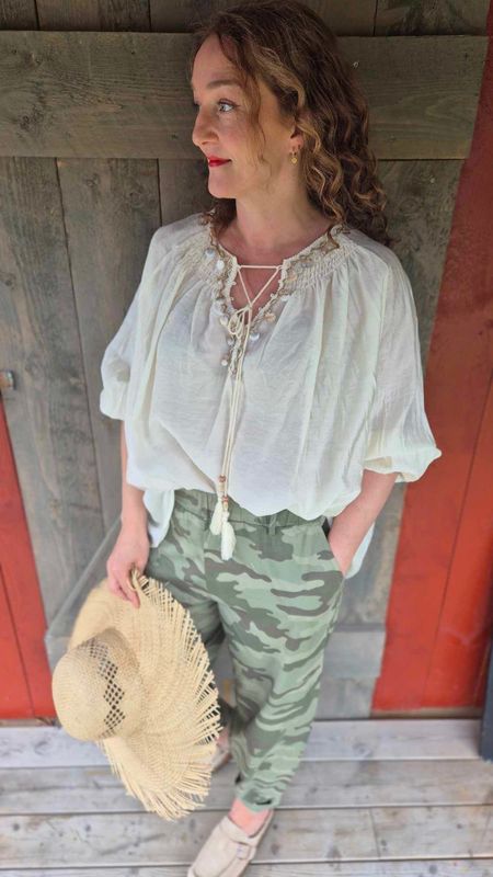  BOHO Bluse Ecru 