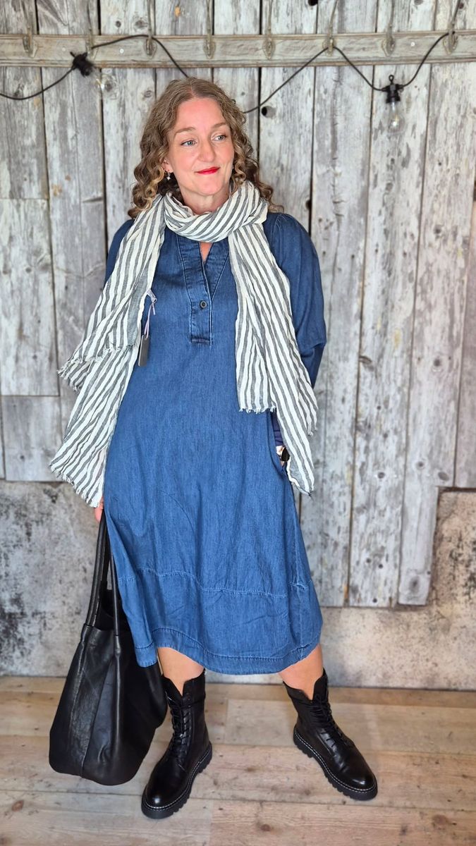 ALLURA Denim Kjole Dark Blue Wash