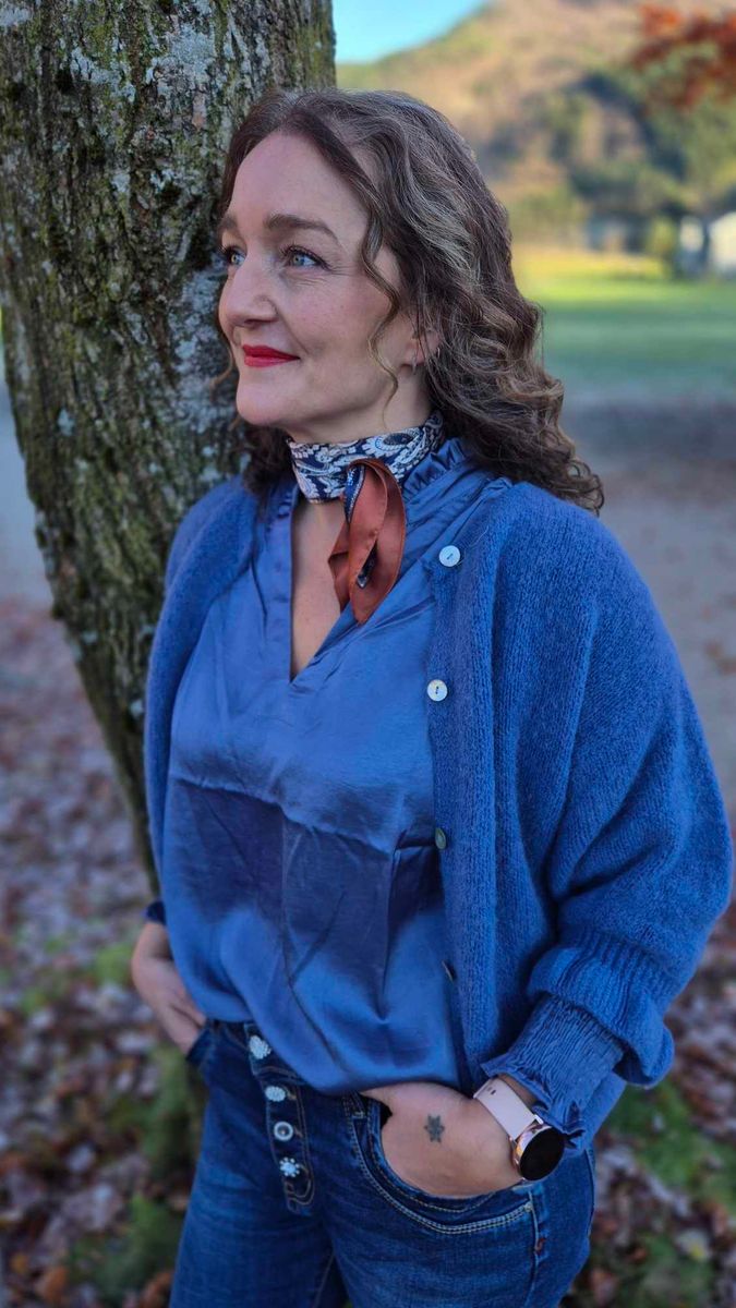 JULIANA Cardigan Jeansblå