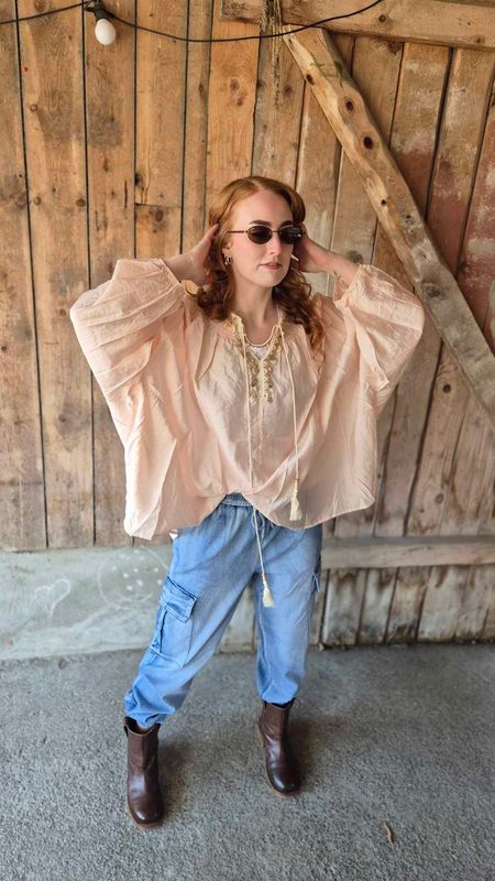  BOHO Bluse Rosa