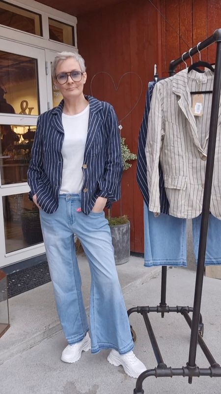 ATTITUDE City Linen Blazer, Navy