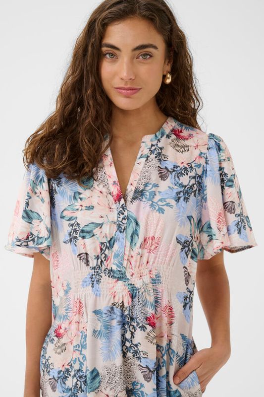 LOTUS Greece Lang Kjole Whitecap/Blue 
