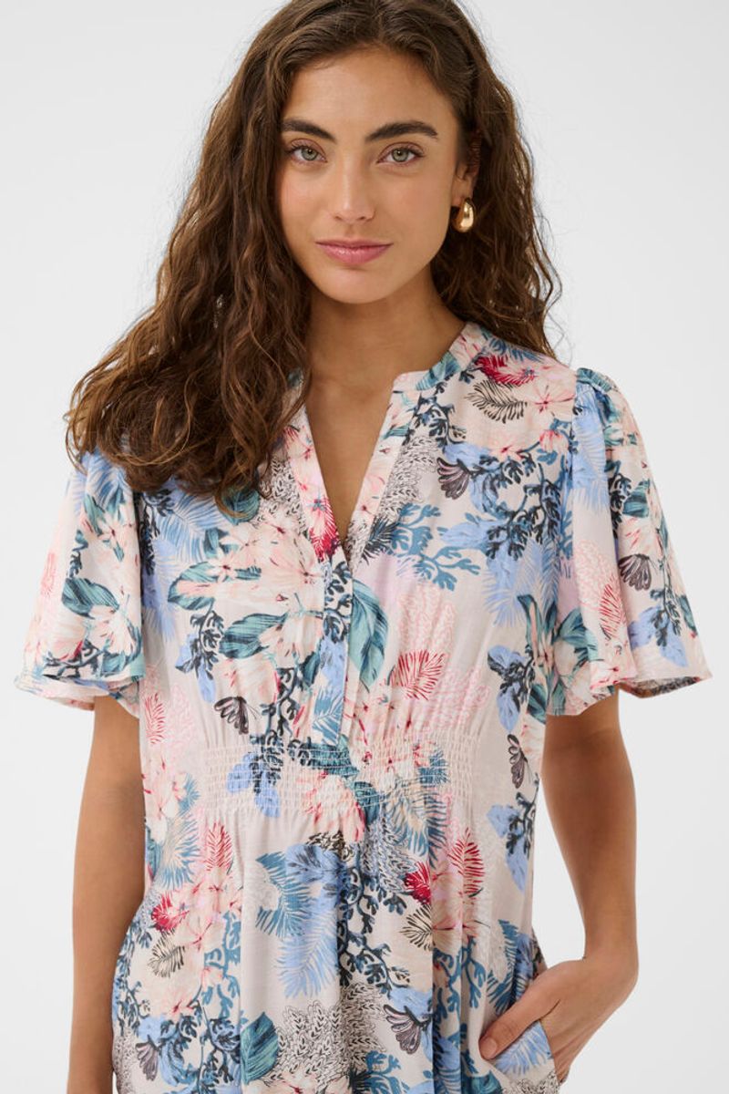 LOTUS Greece Long Kjole Whitecap/Blue 