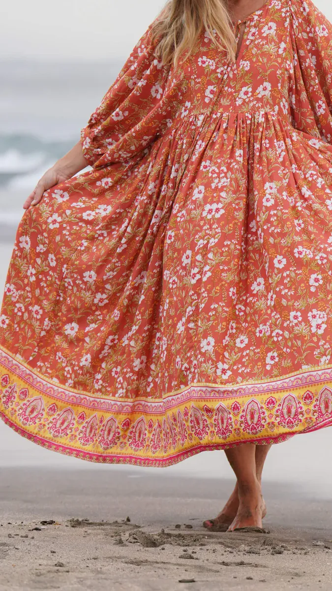 STOKKROSE Midi Sommerkjole Orange 