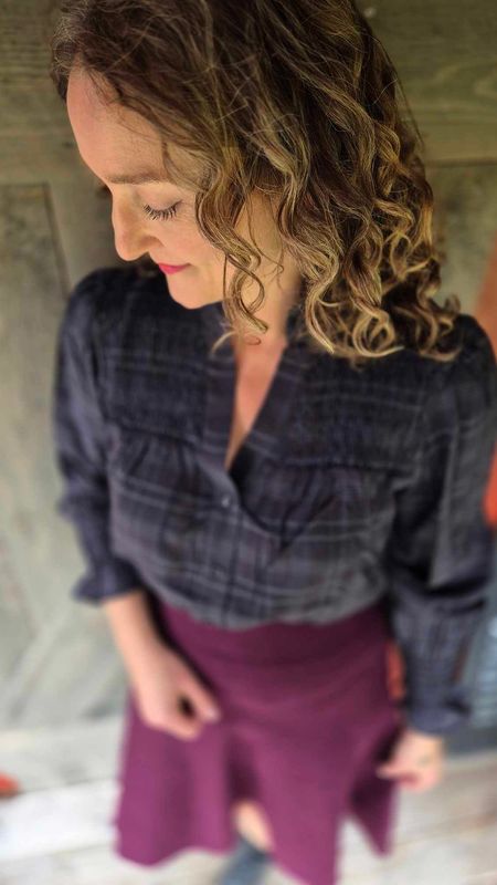 IBEN Grey Check Bluse