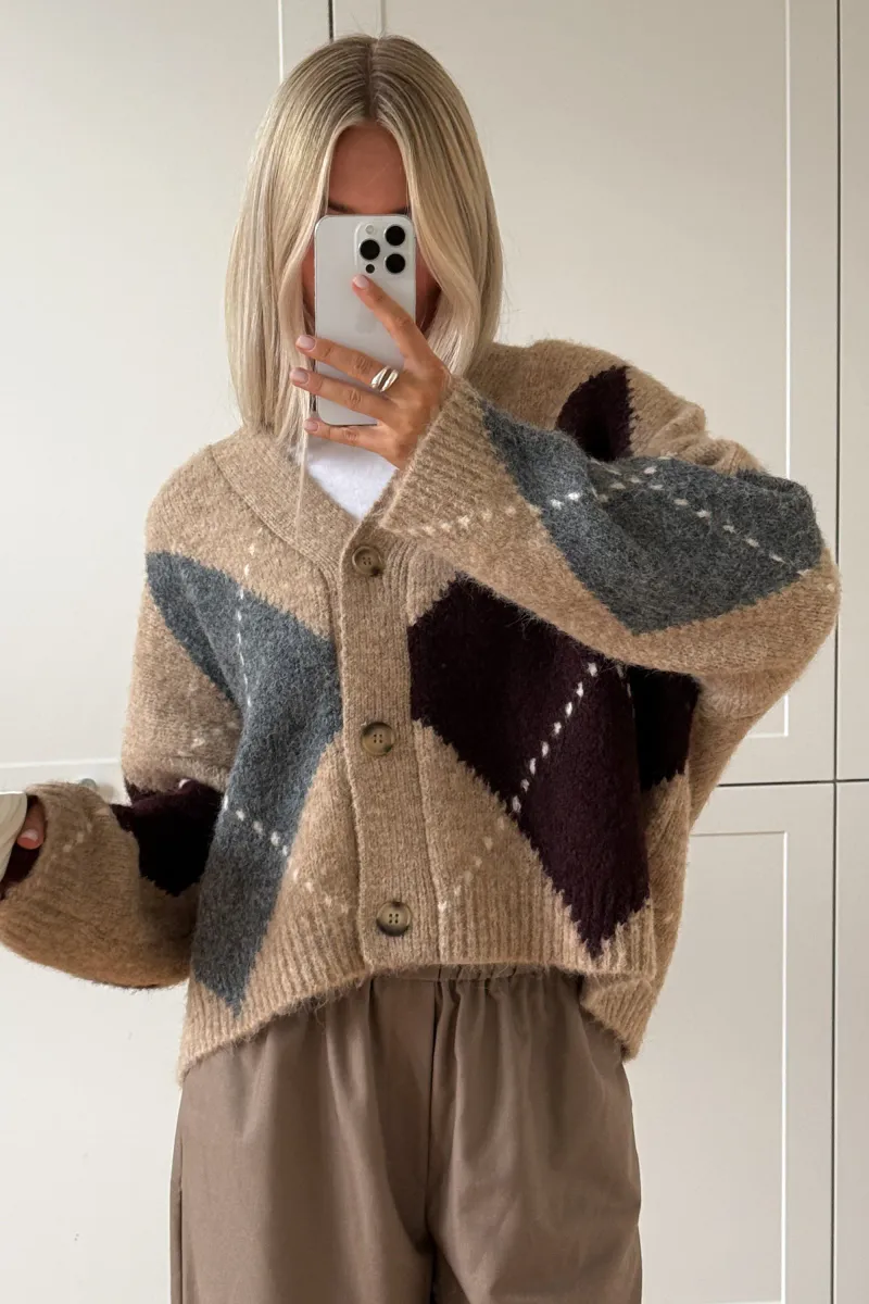  LAIANA Strikket Cardigan Sand Melange