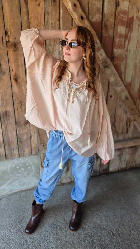  BOHO Bluse Rosa