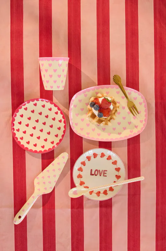 FAT Rektangel With Favorite Hearts Print - Dark Pink - Small