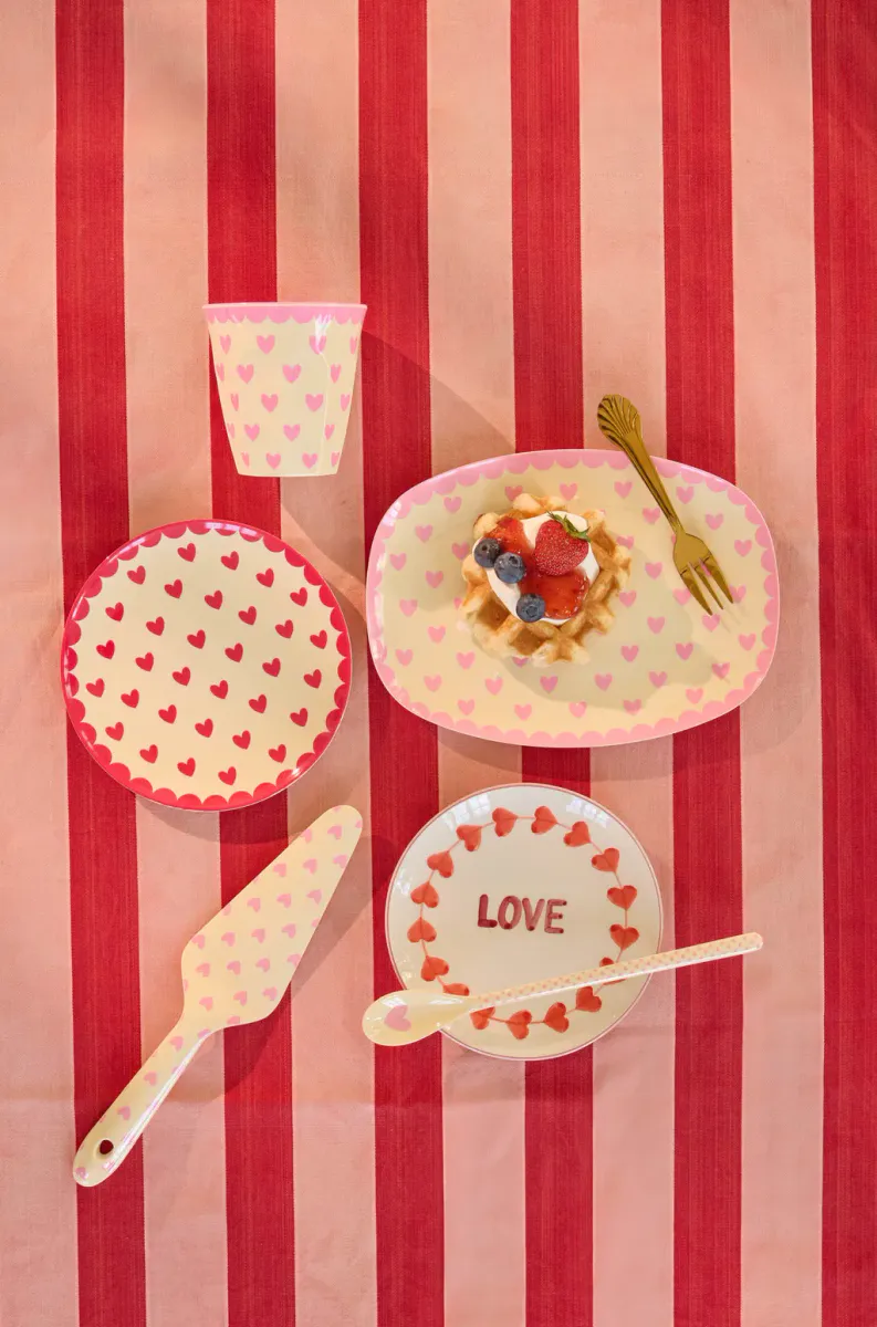 FAT Rektangel With Favorite Hearts Print - Dark Pink - Small